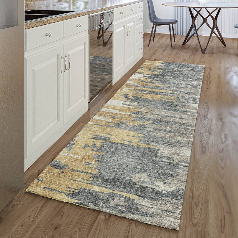 Premium Washable Super Soft Abstract Prints Mayfield Rug - Ivory - 2' 3" x 7' 6"
