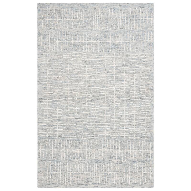 SAFAVIEH Handmade Abstract Herle Contemporary Wool Rug - 4' x 6' - Light Blue/Ivory