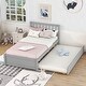 preview thumbnail 1 of 7, Twin Size Platform Bed with Trundle Bed, Wooden Twin Bed Frame with Headboard and Solid Wood Slats Support for Kids,Teen,Adult Grey - Twin