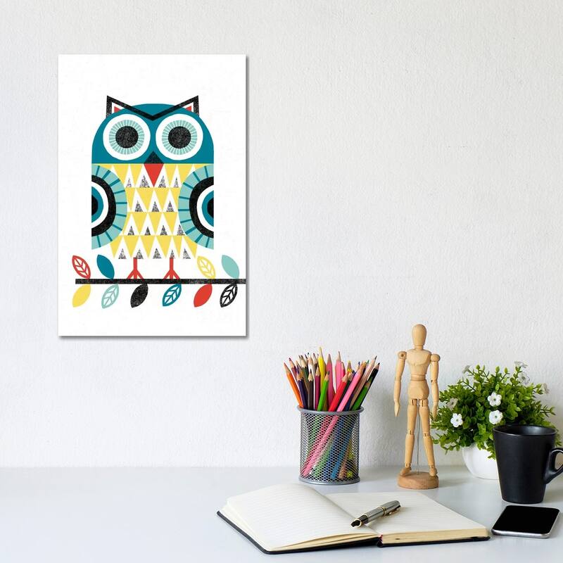 iCanvas "Folk Lodge (Owl II)" by Michael Mullan Canvas Print - 12x8x0.75