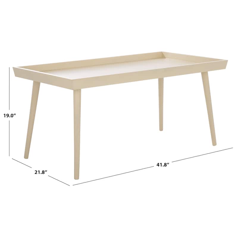 SAFAVIEH Parlee Antique White Coffee Table with Tray - 41.8" x 21.8" x 19" - 42"W x 22"D x 19"H
