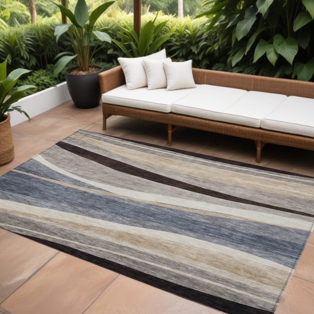HomeRoots Abstract Transitional Rectangle Outdoor Rug