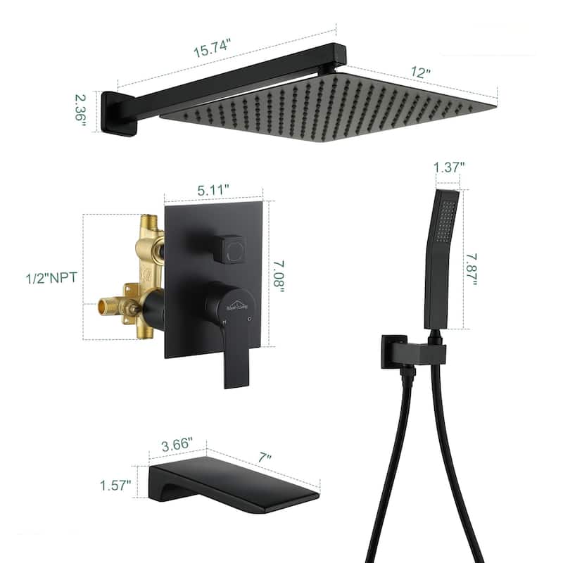 Wall Mount Shower Faucet and Tub Faucet with 10 inch Fixed Shower Head