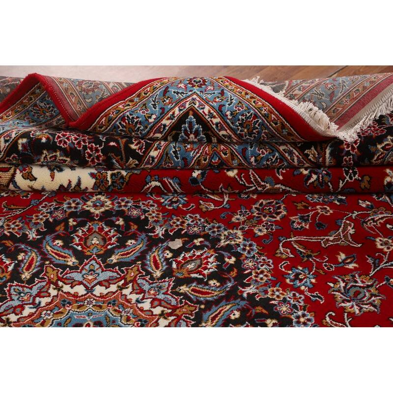 Medallion Kashan Turkish Rug Floral Machine-Made Carpet - 9'8" x 12'10"