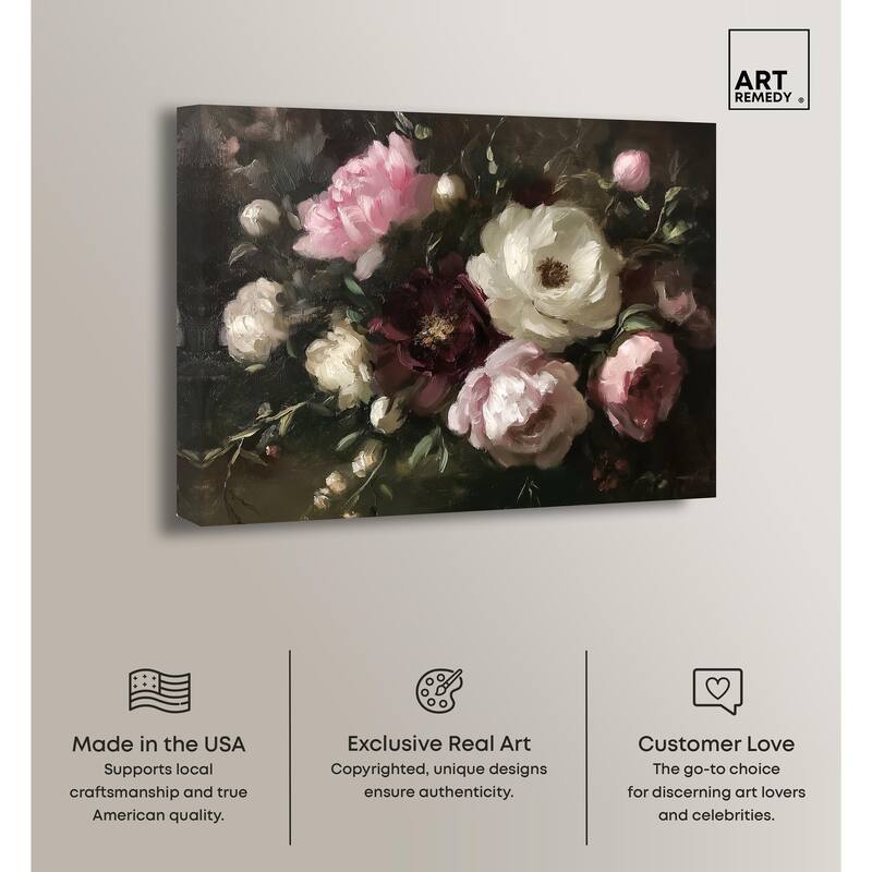 Peony Palette Nocturne Canvas by Art Remedy, Gallery Wrapped