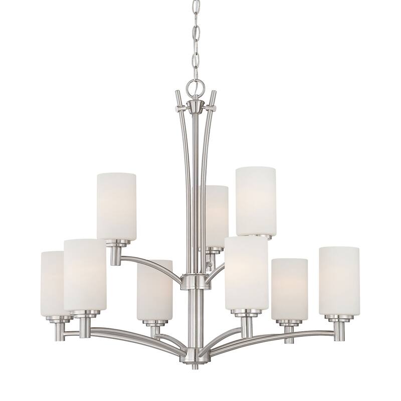 Elk Home Pittman Brushed Nickel With White Glass Chandelier