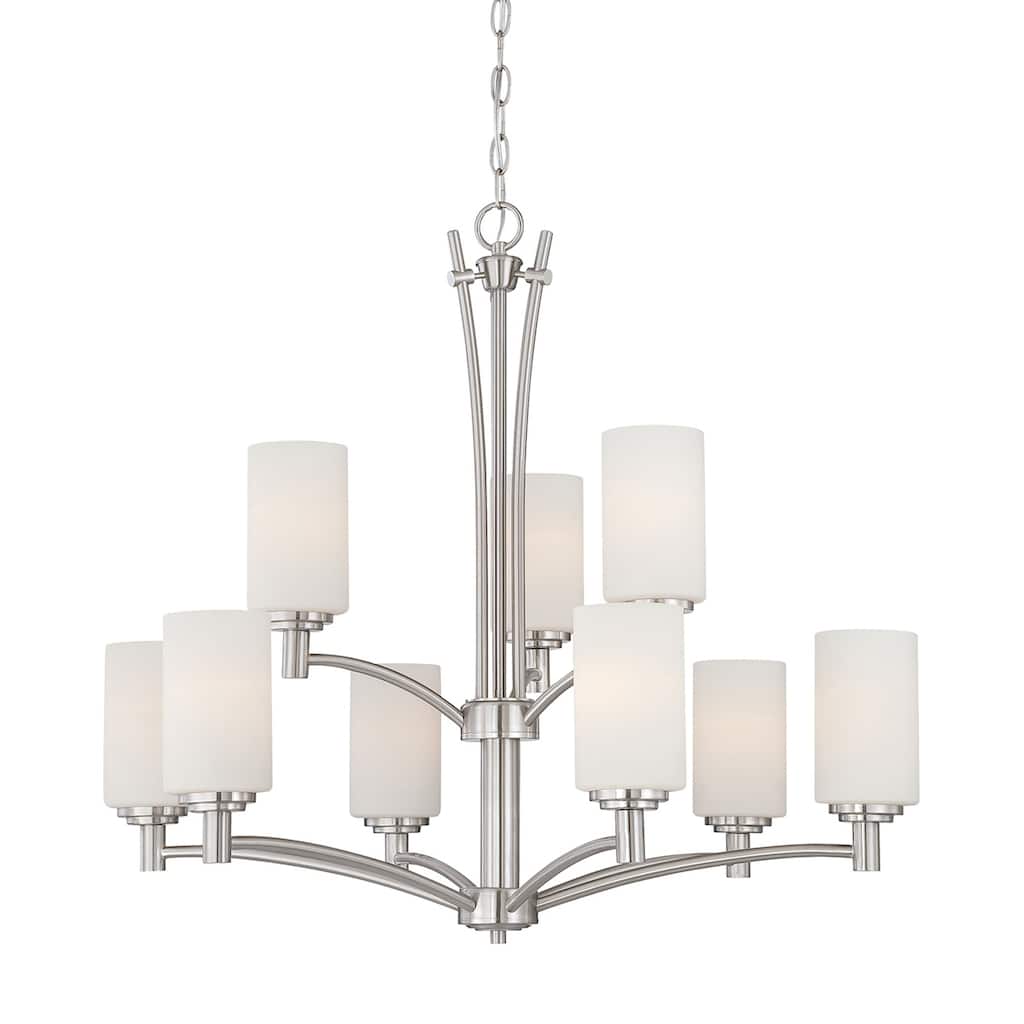 Elk Home Pittman Brushed Nickel With White Glass Chandelier