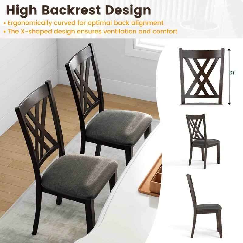 Costway 4 PCS Linen Fabric Upholstered Kitchen Armless Chairs with - See Details