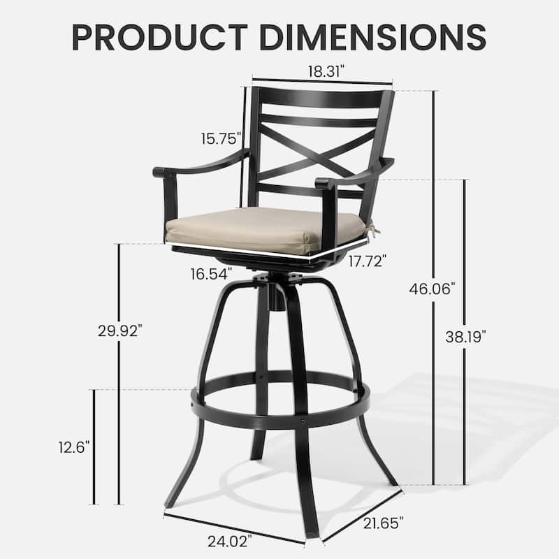 Outdoor Aluminum Swivel Bar Stools with Sunbrella Cushion