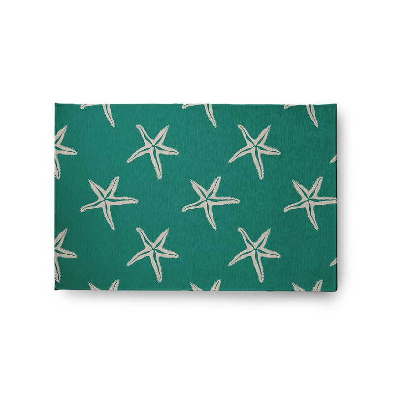 Starfish Beach Style Chenille Area Rug - Kelly Green - 24" 36"