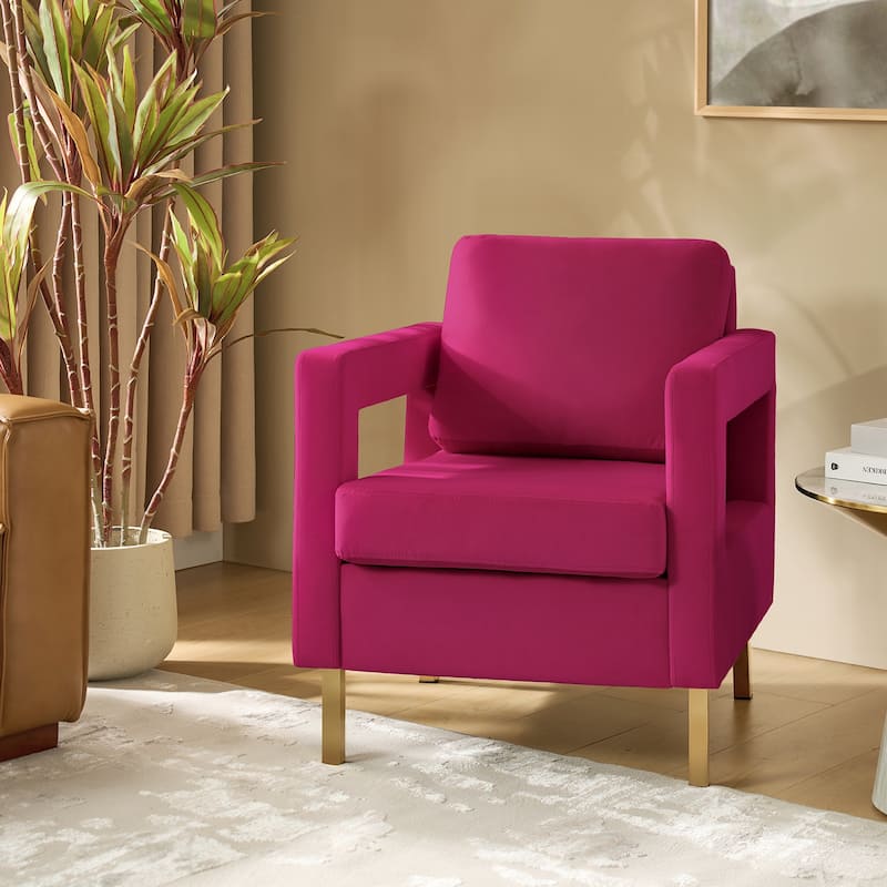 Valentina Comfy Accent Armchair with Golden Metal Legs and Removable Cushions by HULALA HOME