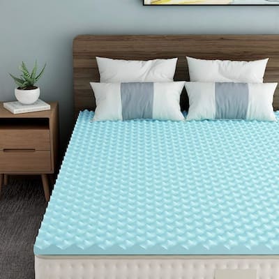 1.5 inch Mattress Topper Full Size, Egg Crate Design Gel Swirl Memory Foam Bed Pad for Pressure Relief, Blue