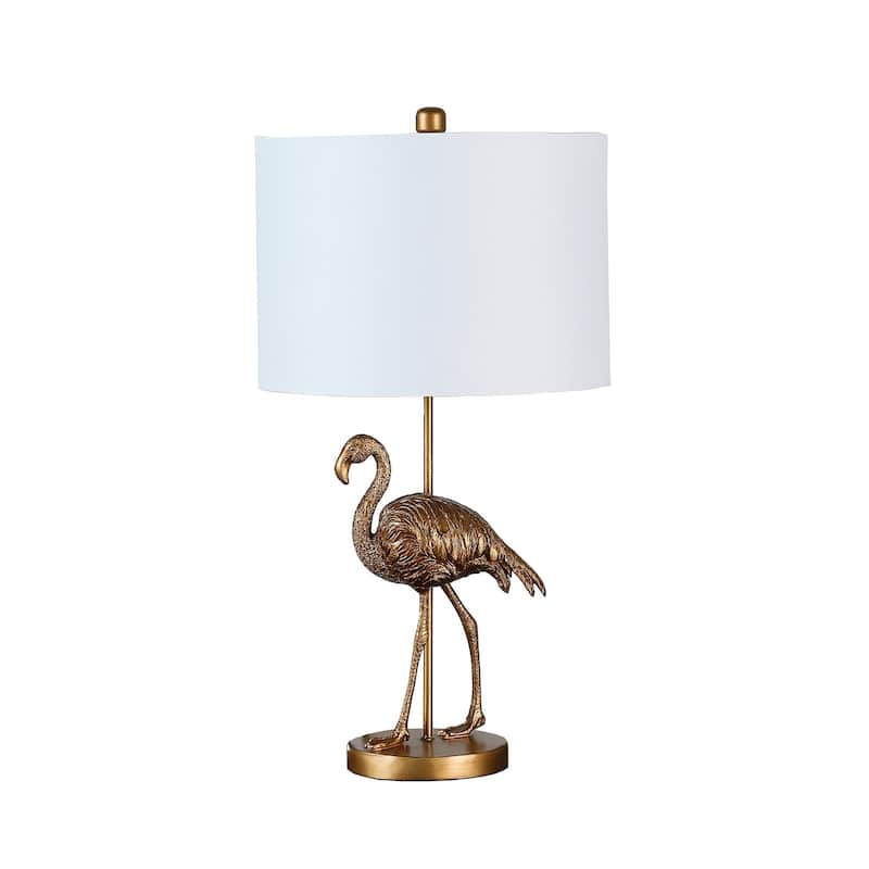 26" Antiqued Gold Resin Flamingo Table Lamp - Medium