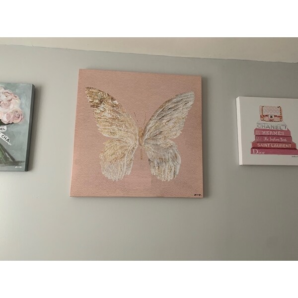 Watercolour Butterfly Pink Portrait Animal Canvas Wall Art Picture Prints 