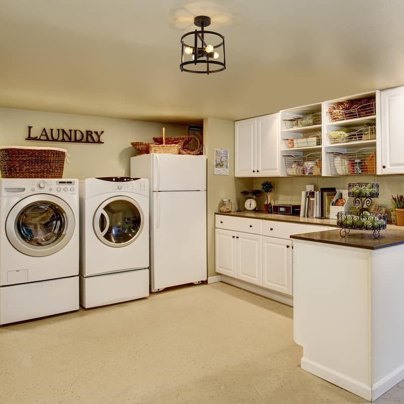 Modern Farmhouse 4-Light Metal Black Drum Semi-flush Mount Foyer Lights - W11.8"xH14"