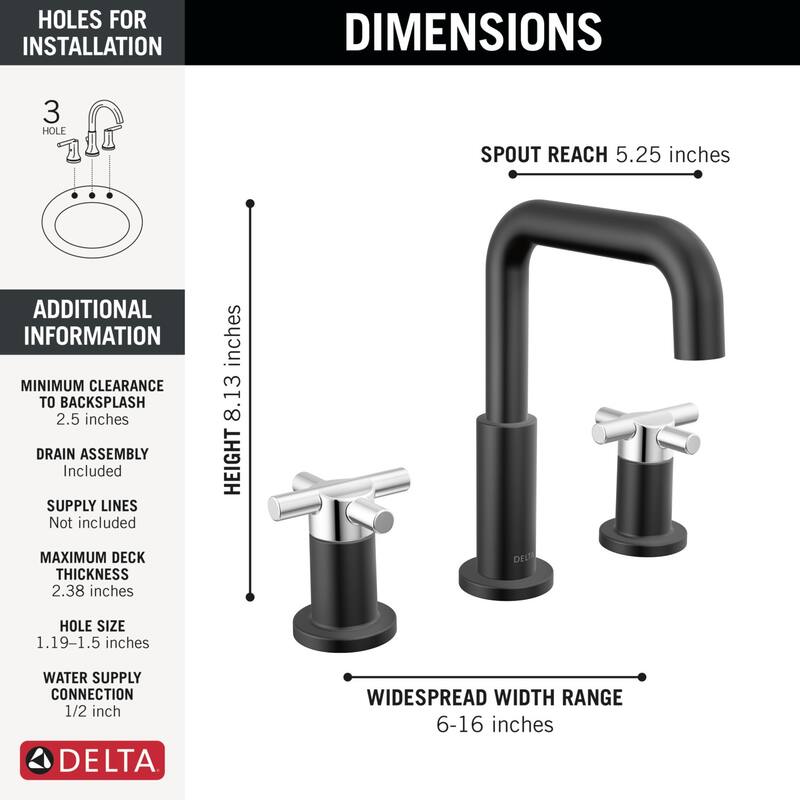 Delta 35894LF Nicoli 1.2 GPM Widespread Bathroom Faucet with Cross