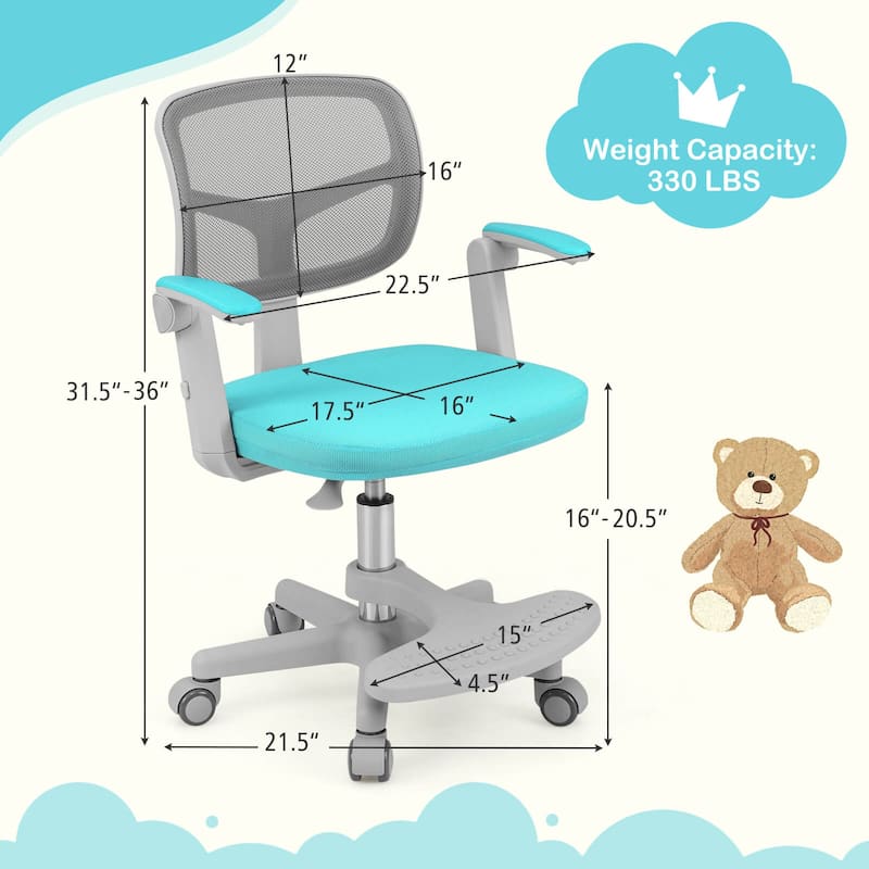 Costway Kids Desk Chair Children Study Chair with Adjustable Height, - See Details