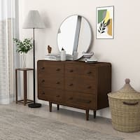 shamar mid century modern 6 drawer double dresser Seamore Mid-Century Modern 6-Drawer Double-Dresser Solid Wood in Brown