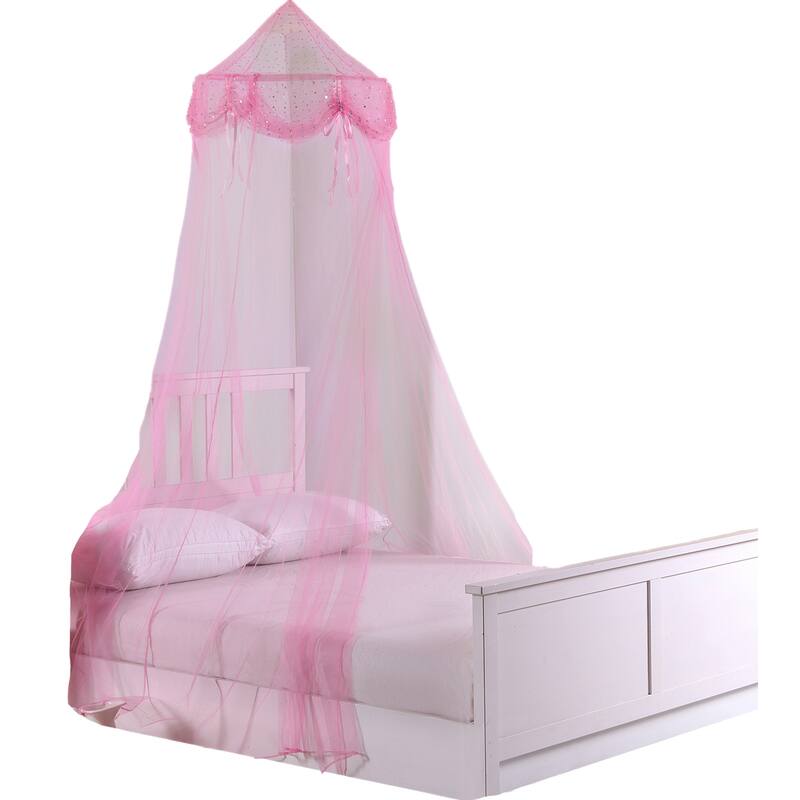 Buttons and Bows Kids' Collapsible Hoop Sheer Bed Canopy