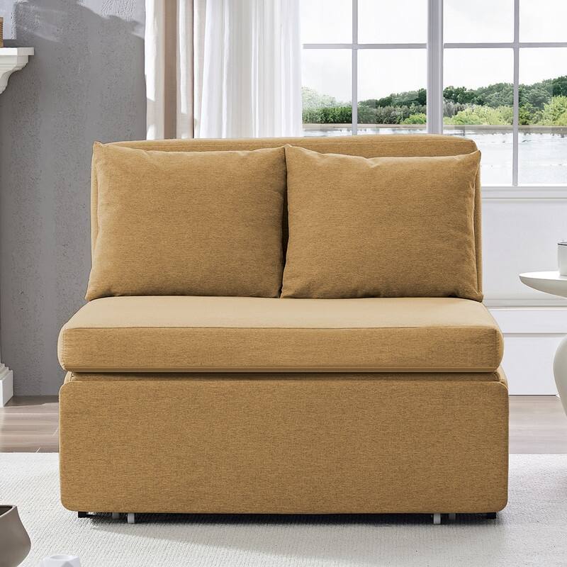 Mixoy Full Size Queen Size Sofa Bed,2 in 1 Convertible Linen 1-Seater/Loveseat Sleeper Sofa Couch with Cushions