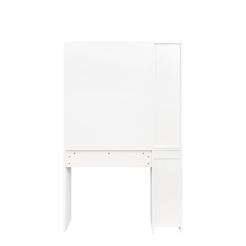 43.31 in. W White Barber Stations Beauty Equipment Set with Mirror