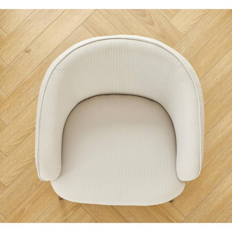 Modern Channel Corduroy Velvet Accent Chair with Black Metal Legs Luxurious Design and Comfortable Seating Ideal