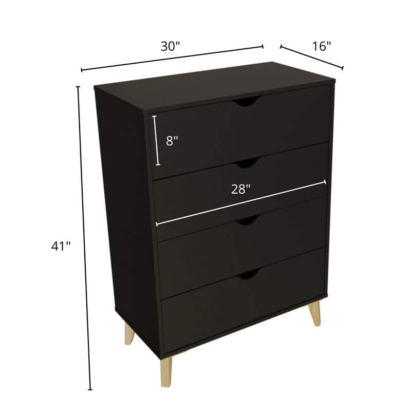 Mid Century Modern Tall 4-Drawer Dresser