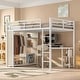 preview thumbnail 2 of 6, Queen Size Loft Bed Frame with Built-in Wardrobe,Desk and Storage Shelves