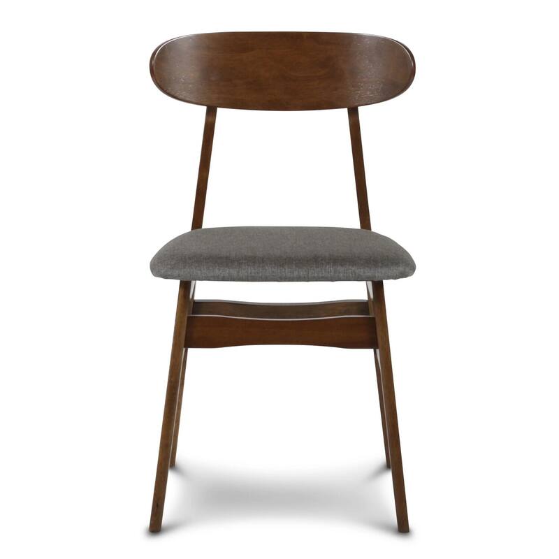 Dark Brown/Gray Polyester Upholstered Wood Frame Dining Chair, Set of 2, Sturdy Dining Chair for Dining Rooms - 17.5