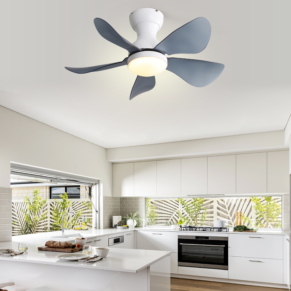 Modern white flush outlet mount ceiling fan