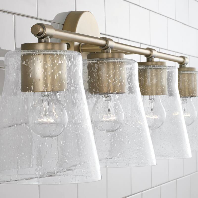 Baker 4-light Bath/ Vanity Fixture w/ Clear Seeded Glass
