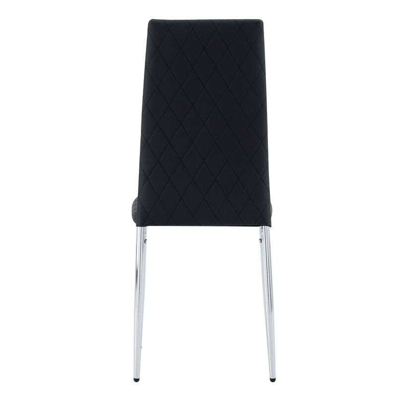 Modern 6 Piece PU Leather Kitchen Dining Chairs with Cushions, Metal Legs, Extended Backrest for Dining Room Kitchen Living Room