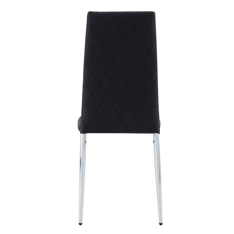 Modern Style Dining Chairs Set of 4, PU Material Seat, Silver Metal Legs