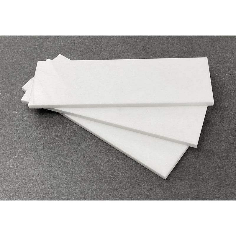 4 x 12 Thassos White Subway Marble Tiles - Case (5 Square Feet)