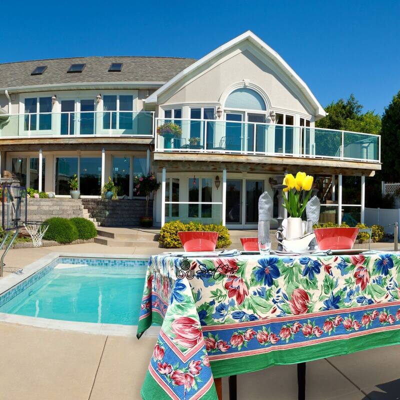 Artsy Brush Stroke Vibrant Floral Cotton Tablecloth Collection - 60 x 90 in