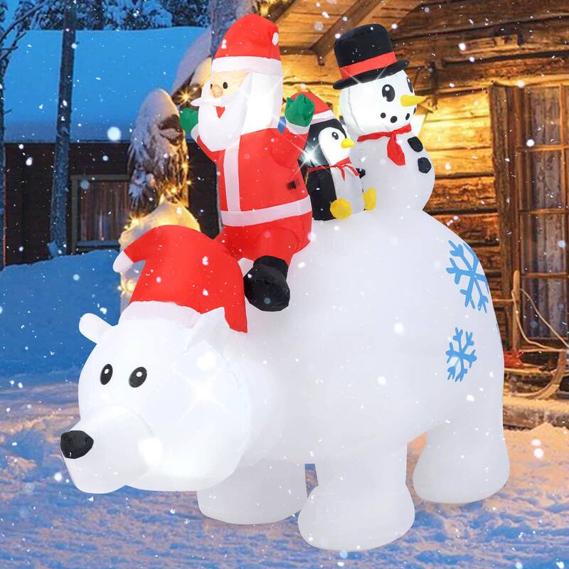 Costway 6 Ft Christmas Inflatable Animated Santa Penguin & Snowman - See Details - Multicolor