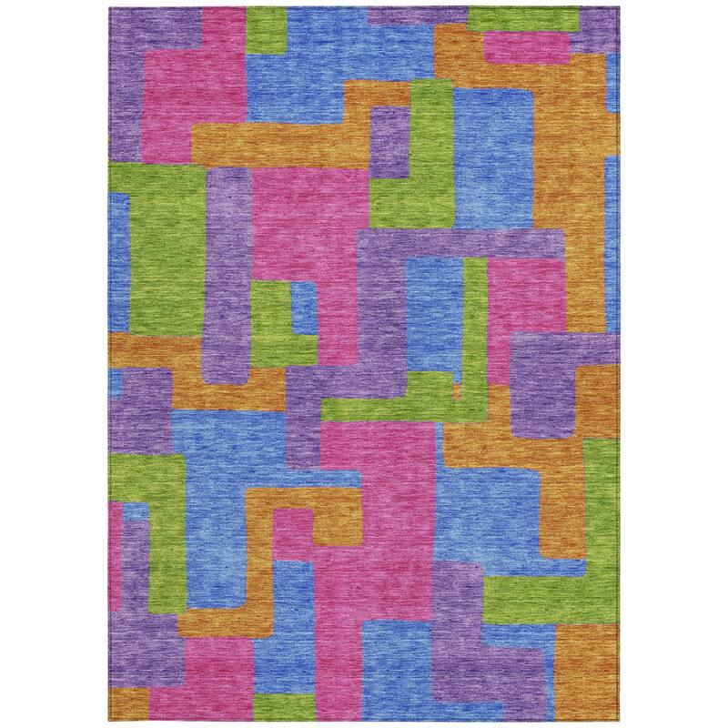 HomeRoots Abstract Transitional Rectangle Outdoor Rug
