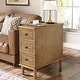 preview thumbnail 2 of 26, Fully Assembled Narrow End Table, Solid Wood Side Table with 3 Drawers, Vintage Nightstand Slim Bedside Table for Small Spaces