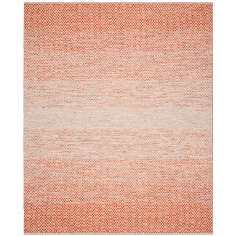 SAFAVIEH Handmade Flatweave Montauk Geert Cotton Rug - 9' x 12' - Orange/Ivory