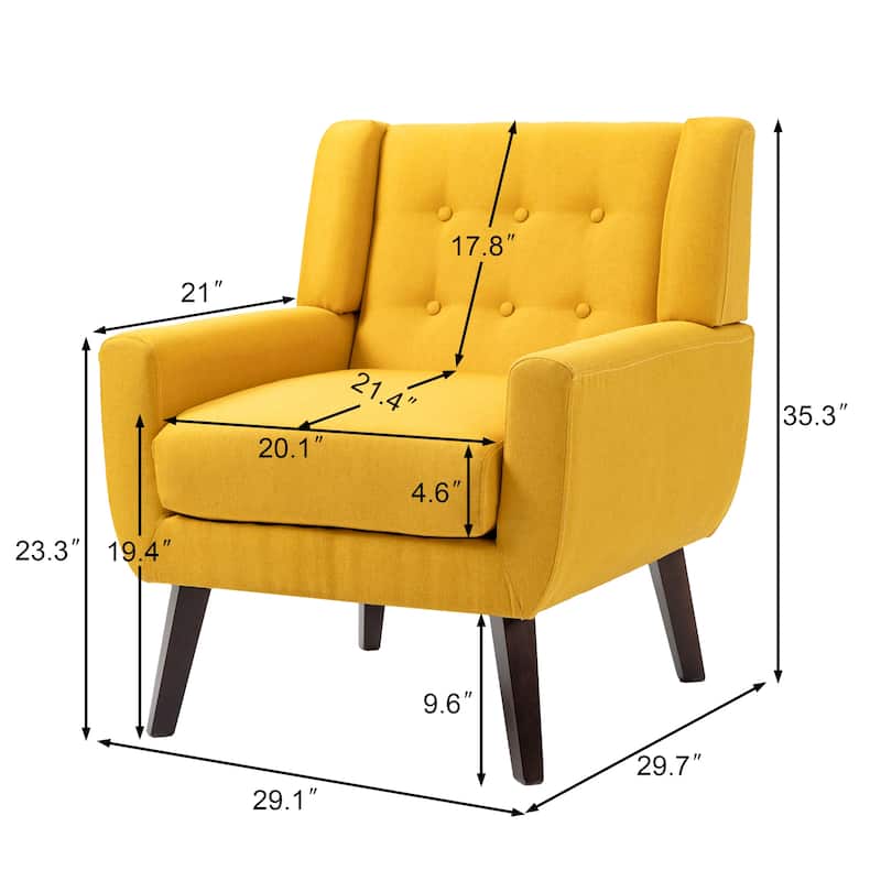Modern Upholstered Faux Leather Tufted Armchair Linen Accent Chairs