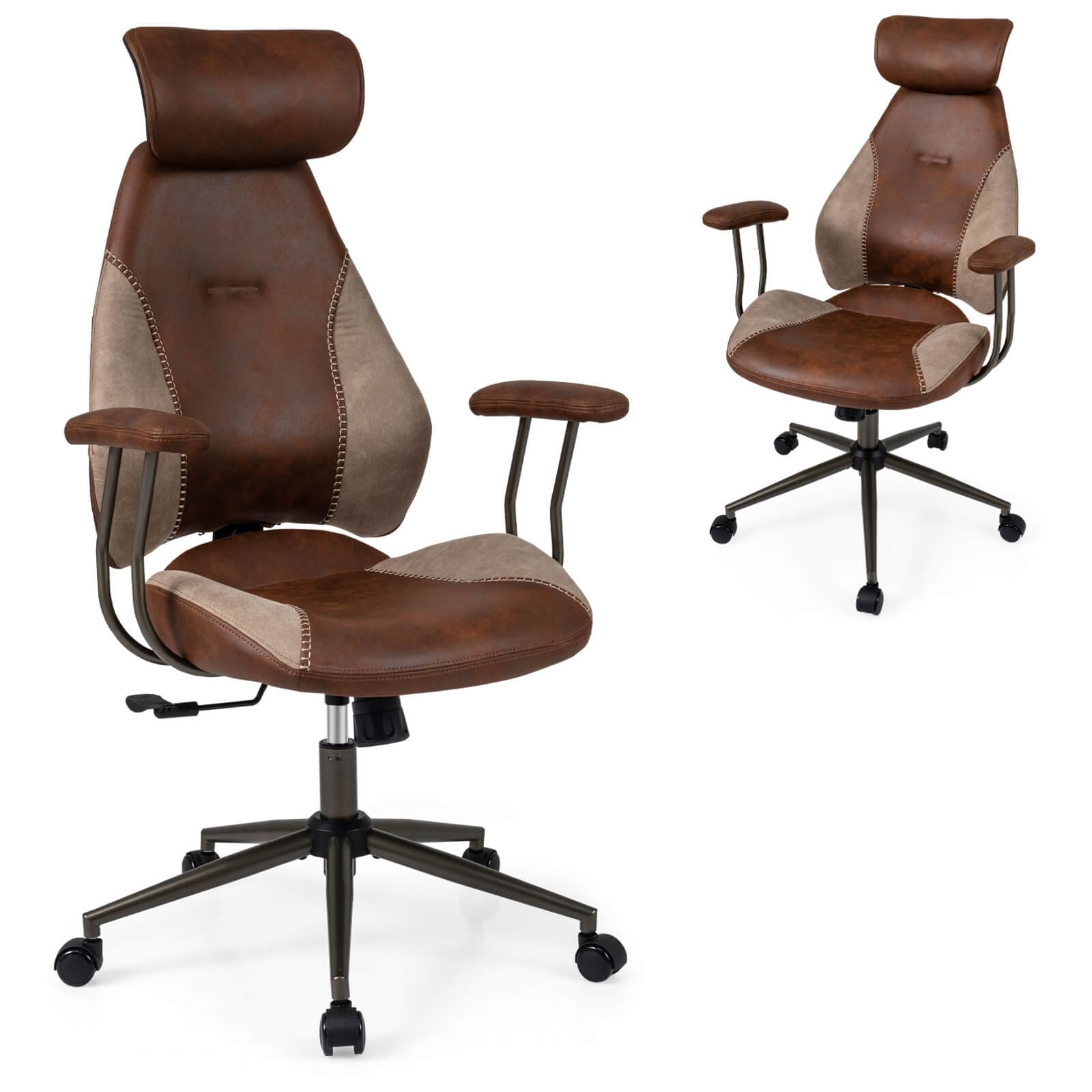Costway Ergonomic Office Chair with 2D Headrest, Rocking Backrest & - See Details