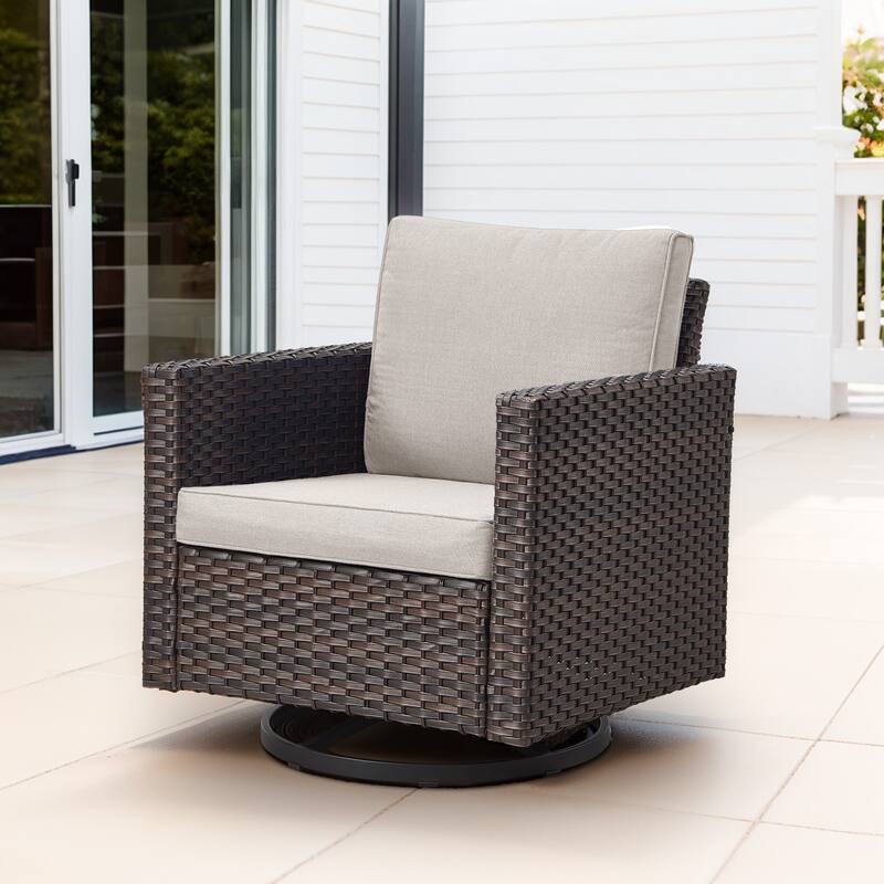 Gymojoy Wicker Swivel Glider Chair with 4 inch Olefin Cushions