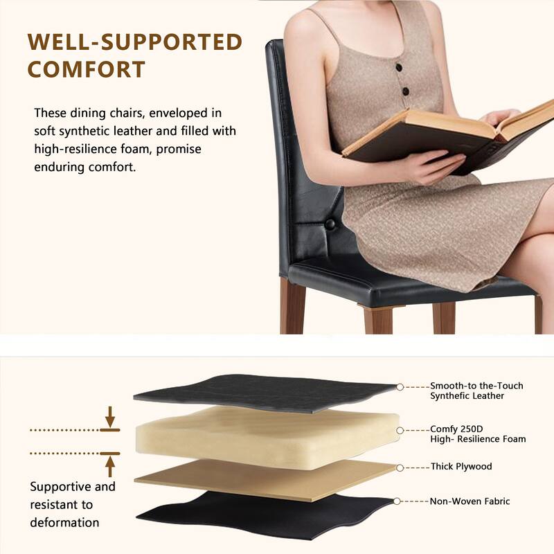 4-piece Technology Cloth Dining Chair: Ergonomically Designed with a Buckle Backrest,35 inches High, Metal Legs