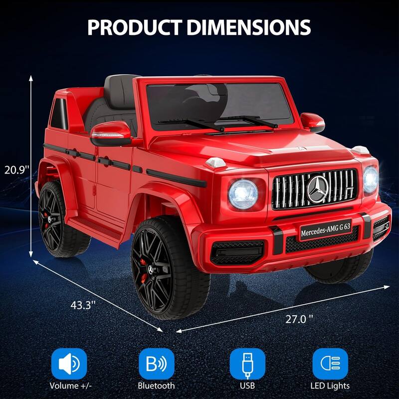 12V Kids Ride On Car, Hetoy Licensed Mercedes-Benz G63 Electric Car Battery Powered w/Parent Remote Control