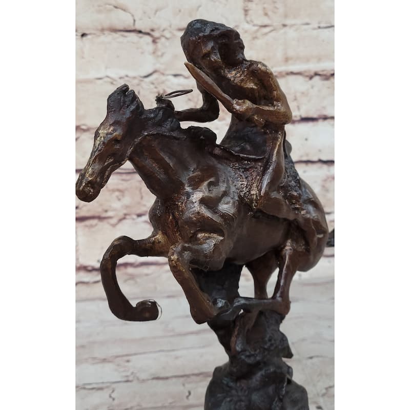 Cheyenne By Frederic Remington Native American Riding Horse Bronze Statue Sculpture 8 Inches X 10 Inches
