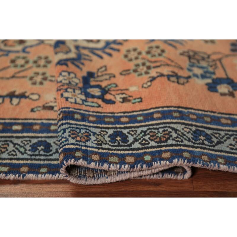 Orange Medallion Hamedan Persian Runner Rug Handmade Wool Carpet - 3'2"x 9'4"