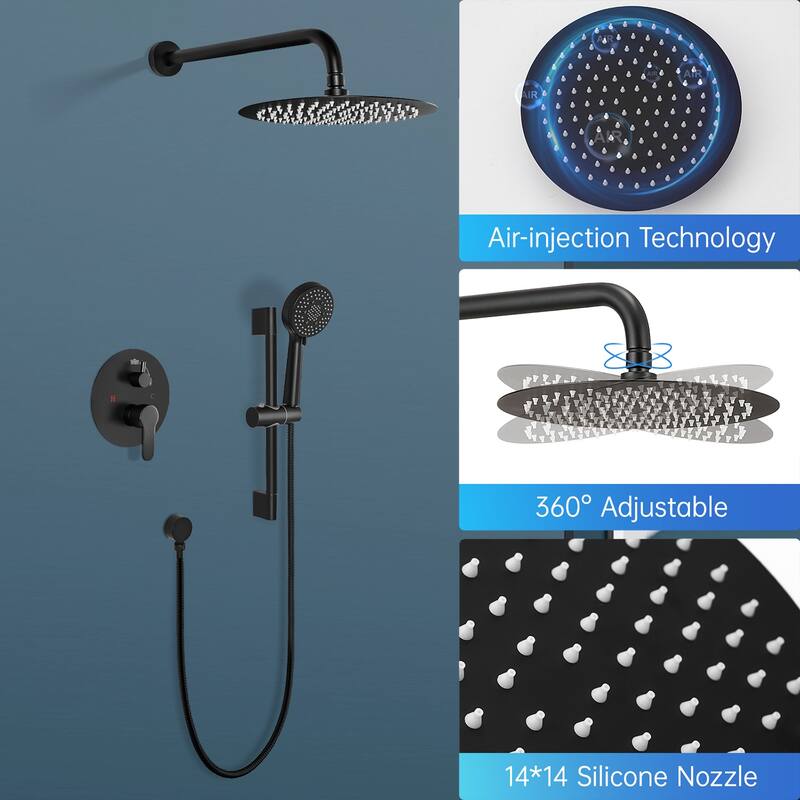 Topcraft 10-Inch Rainfall Complete Shower System with Handheld Showerhead