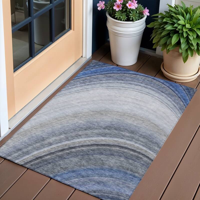 HomeRoots Abstract Transitional Rectangle Outdoor Rug - 3' x 5'