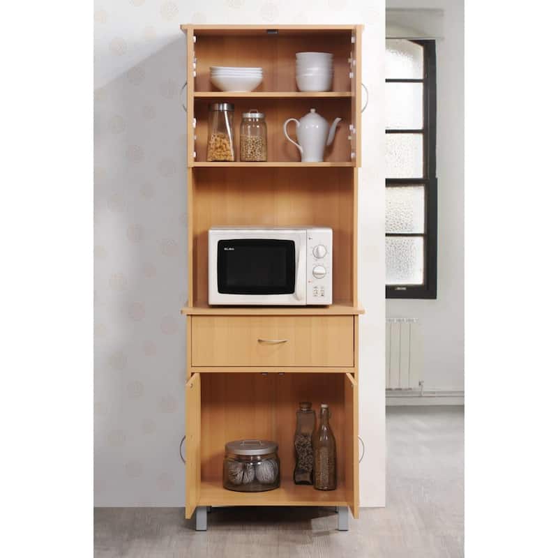 78" Beige Top and Bottom Enclosed Kitchen Cabinet