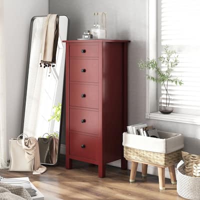 Wal Farmhouse Round Knobs 5-Drawer Storage Chest by Furniture of America